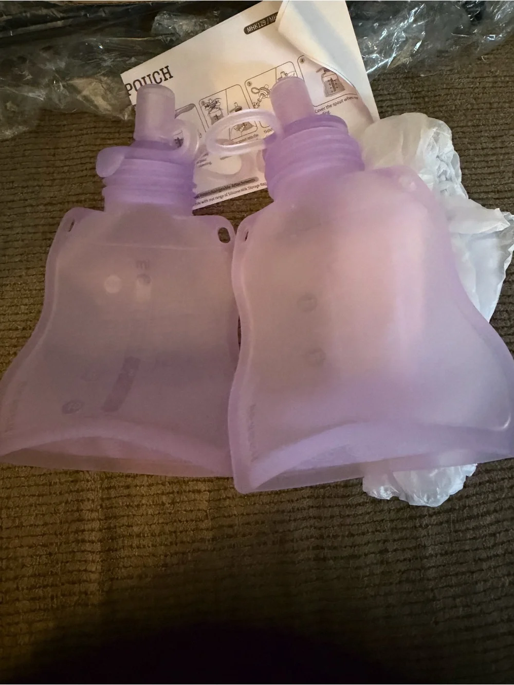 HAakaa Lavender and Pea Green Silicone Yummy Pouches - 2 Pack